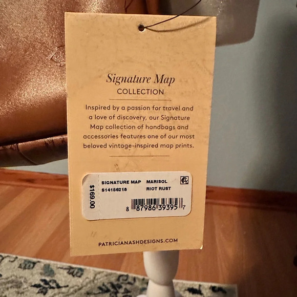 Patricia Nash Marisol European Map Leather Sling Bag Riot Rust NWT - Picture 3 of 13